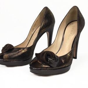 Casadei Bronze Peep Toe Heel